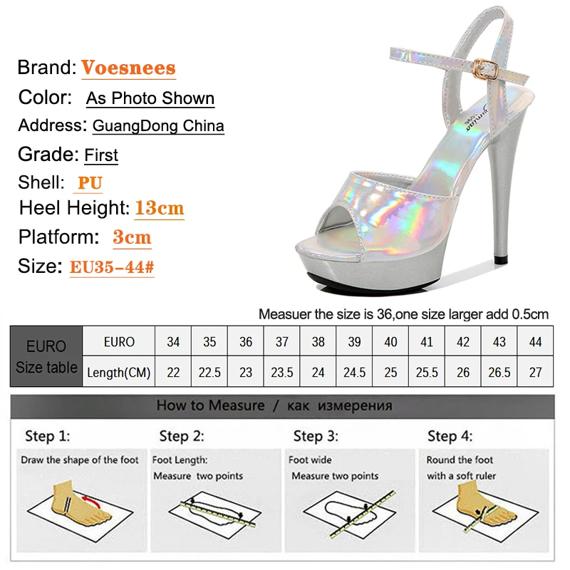 Female Platform Sandal 13CM/5Inch Laser Color Fad High Heels Dance Shoes Women Summer Platform Stiletto Gladiator Stripper Heels