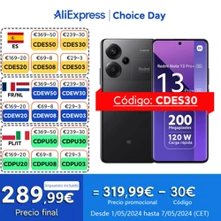 [30€ dto. Código: CDES30] Xiaomi Redmi Note 13 Pro+ 5G Smartphone 8+256GB, MTK Dimensity 7200-Ultra, Pantalla AMOLED de 6.67