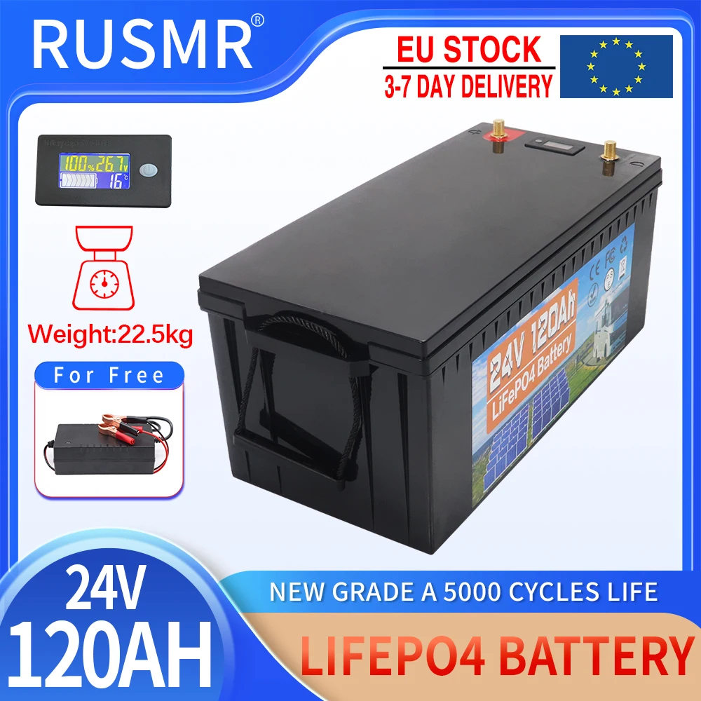 Аккумулятор LiFePO4 12 В, 24 В, 300 Ач, 250 Ач, 200 ач, 100 Ач, встроенные BMS литий-железо-фосфатные ячейки для гольф-мобиля, солнечное хранилище + зарядное устройство