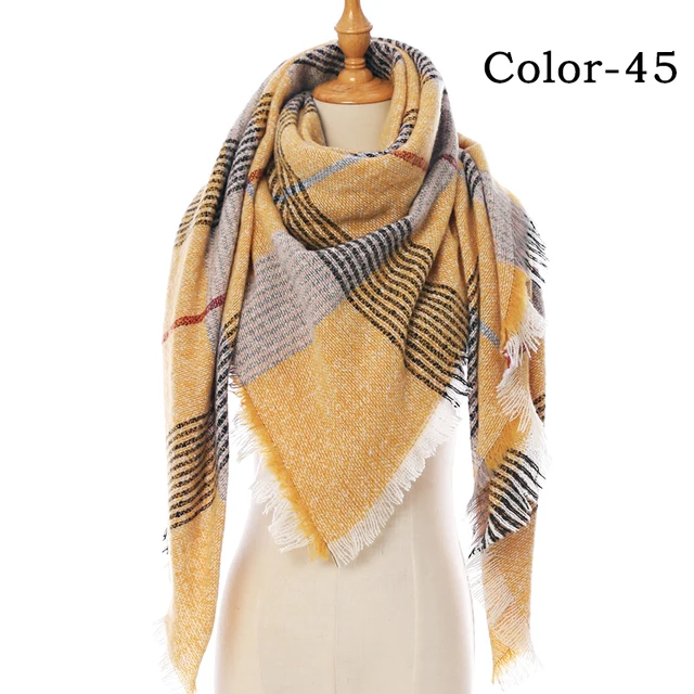 2021 new Cashmere Scarf For Women Plaid Knitted Triangle Pashmina Winter Warm Shawl Wraps Bufanda Female Soft Neck Echarpe UE-45