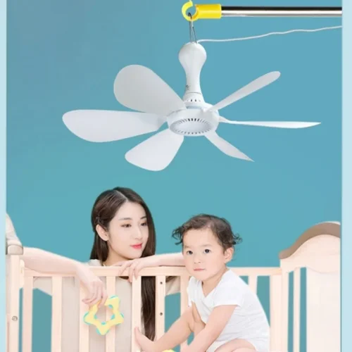무소음 USB 전원 천장 캐노피 팬, 원격 제어 타이밍, 캠핑 침대, 기숙사 텐트용, 4 단 행잉 팬, 6 잎, 신제품 4
