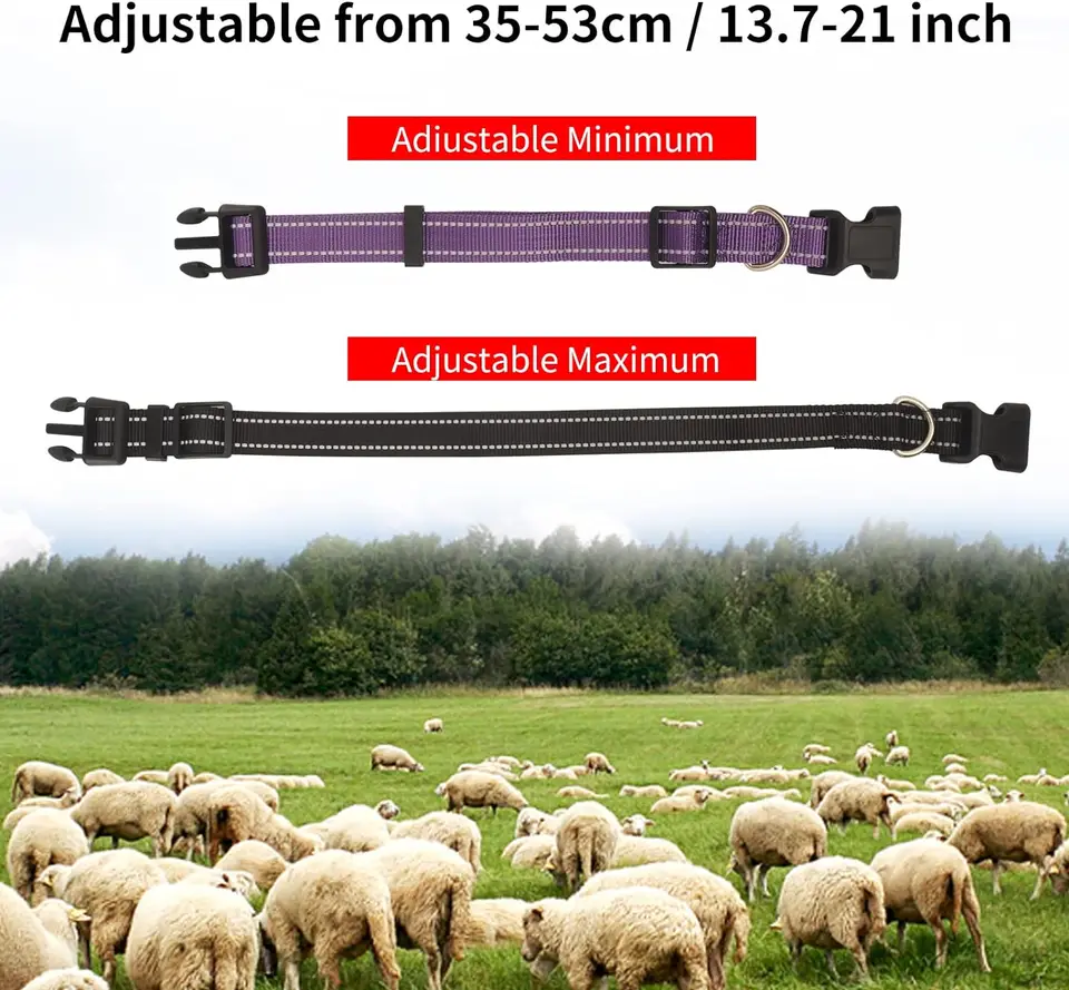 10-Pack Reflective Goat Collars With Brass Bells - Adjustable Livestock Collars For Sheep & Goats