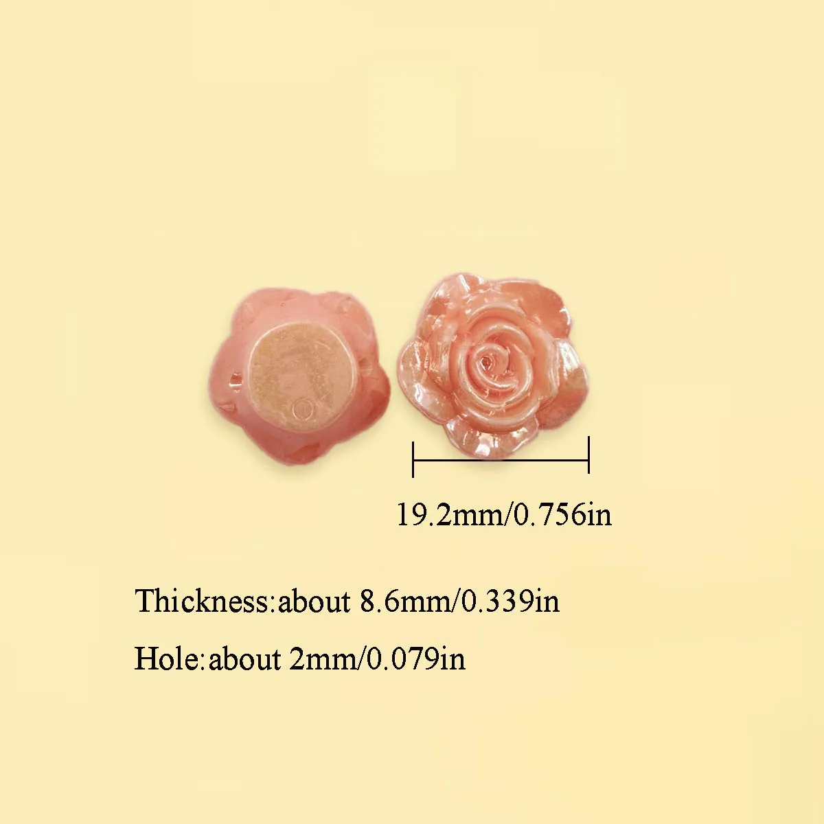 500g/pack Acrylic 19.2mm Solid Color Flat Bottom Perforated Rose Flower Beads DIY Jewelry Accessories Wholesale