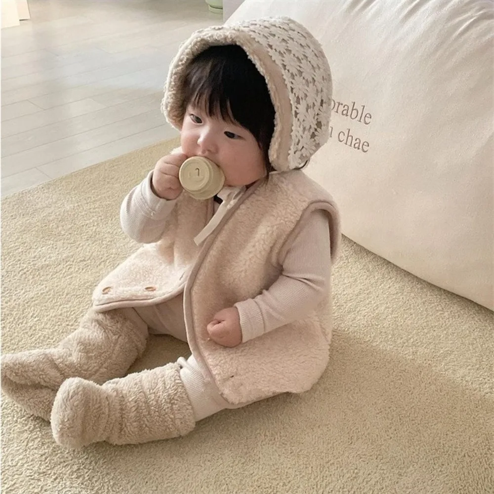 1 Pair Cute Thickened Newborn Baby Socks Solid Color Anti-slip Kids Floor Socks Warm Baby Foot Warmer Infant Winter