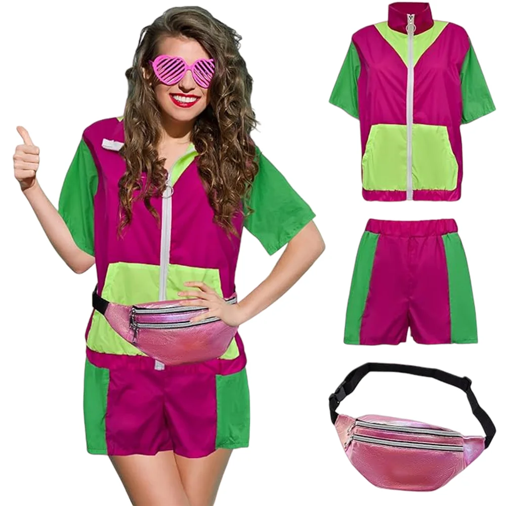 

Женский праздничный костюм 80-х/90-х годов, винтажная поясная сумка с пиджаком и шортами 80-х годов, спортивный костюм в стиле ретро, комплект с ветрозащитной юбкой в стиле хип-хоп 90-х