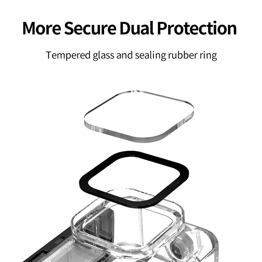 TELESIN 60M 방수 케이스 GoPro Hero 용 수중 강화 유리 렌즈 다이빙 하우징 커버 9 10 11 12 Black Camera Accessori