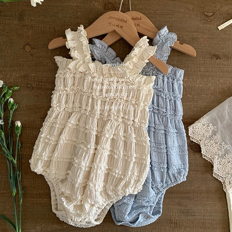 

2024 New Summer 0-24M Children Clothes Infant Baby Girls Bodysuits Sleeveless Cotton Solid Color Toddler Baby Girls Jumpsuit