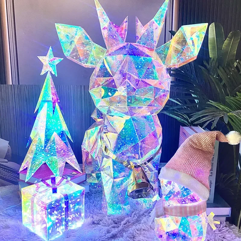 1pcs Christmas Glowing Elk Night Light Colorful Glowing Santa Claus, Snowman, Christmas tree for Children's Christmas gifts