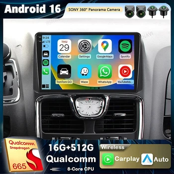 Radio para Auto con Android 16 y Carplay para Chrysler Grand Voyager 5 y Dodge Grand Caravan 2008 2011-2020, Unidad Principal Estéreo Multimedia con GPS 1