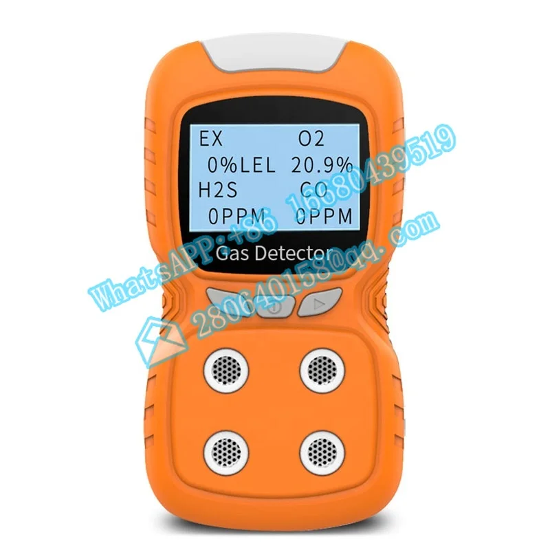 Portable multi gas detector 4 gas analyzer monitor with micro clip (H2S