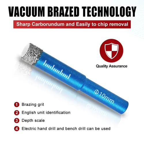 Diamond Brazed Dry Drilling Bit Porcelain Cup Saw Ceramic Marble Granite Tile Hole Opener Hole Saw Cutter 1Pc 5-16mm Round Shank - Image 4