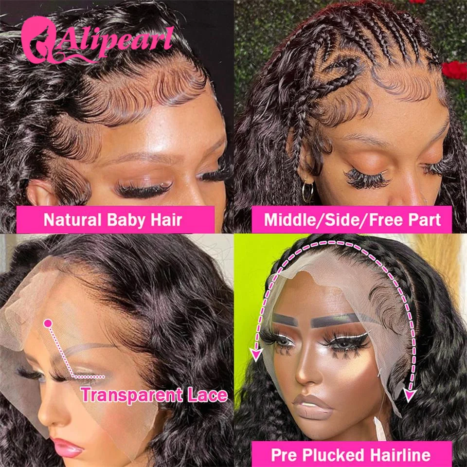 Alipearl Hair 13x4 Lace Front Wig Human Hair Free Part Kinky Curly Human Wigs Pre-Plucked For Women Brazilian Wig