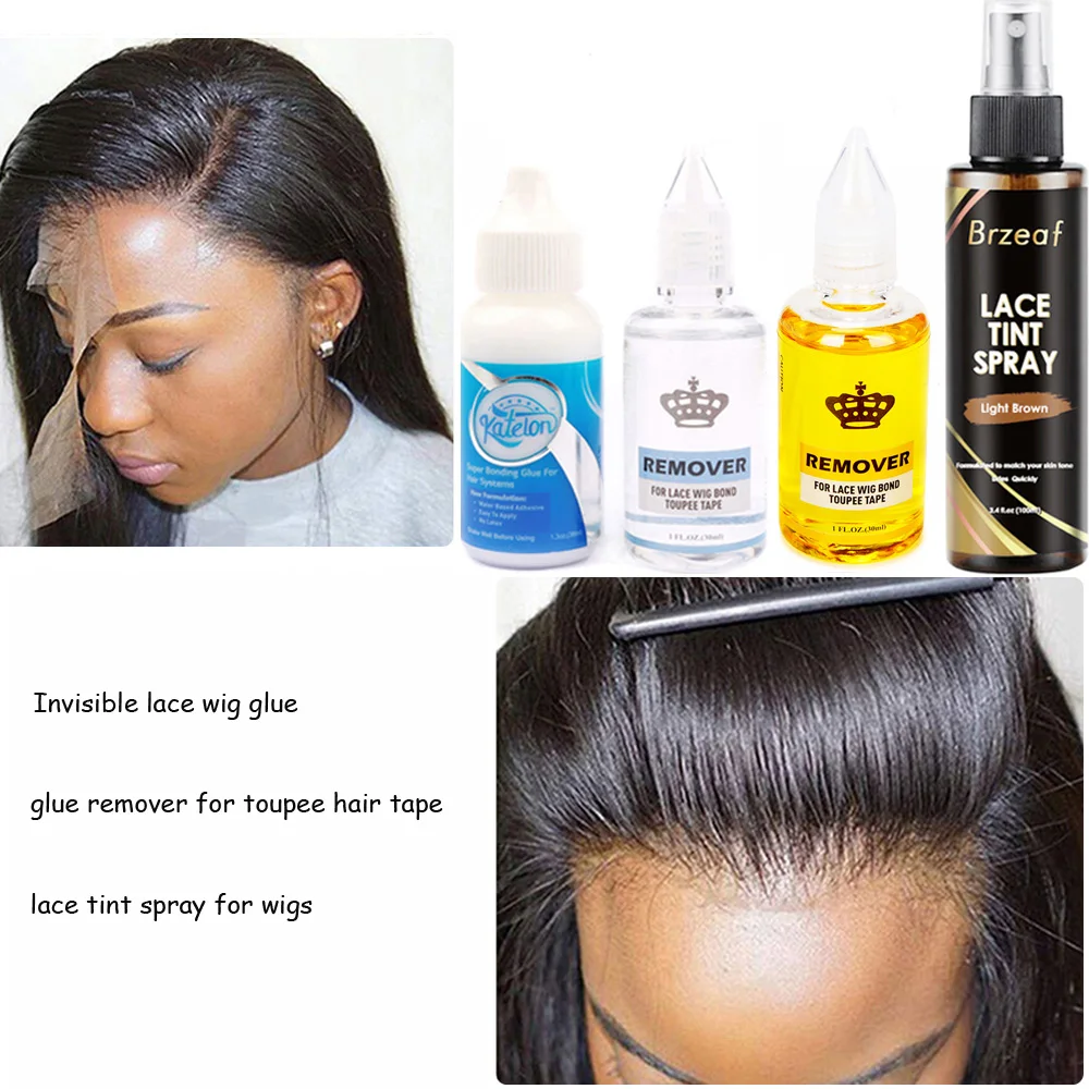 38Ml Waterproof Lace Front Wig Glue And Lace Tint Spray Kit Adhesive Remover With Melt Elastic Headband Brown Stocking Wig Cap Wig Glue Lace Wig Glue Wig Glue Remover