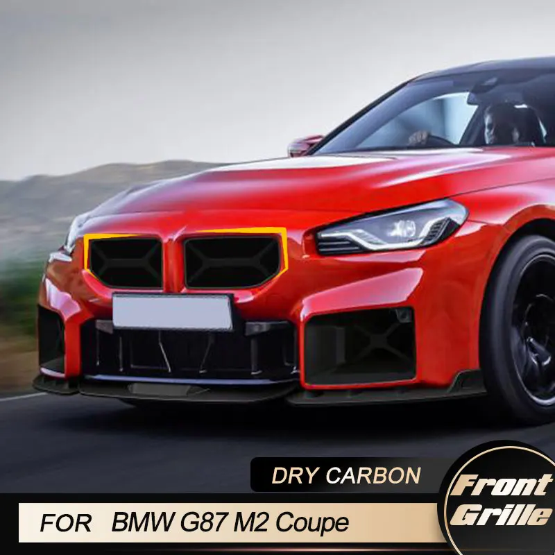 

Car Front Bumper Grills Trims for BMW G87 M2 Coupe 2-Door 2022 2023 Racing Replacement Front Grille Body Kits Prepreg Dry Carbon