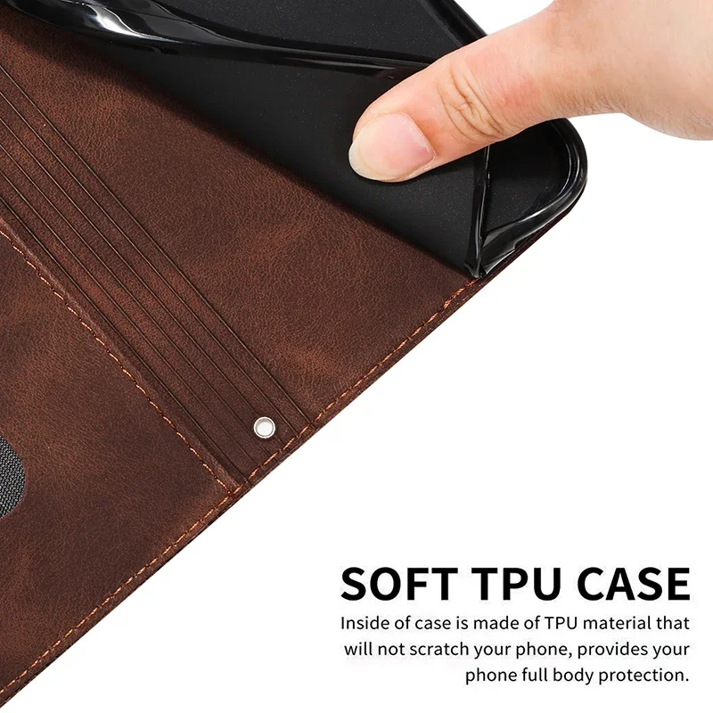 Leather Stand Flip Wallet Case - Universal Smartphone Protection Cover
