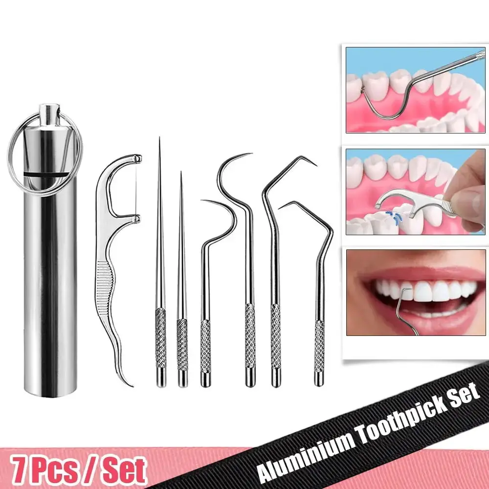 Toothpick Set 7 Piece 304 Stainless Steel Oral Teeth Cleaning Tools