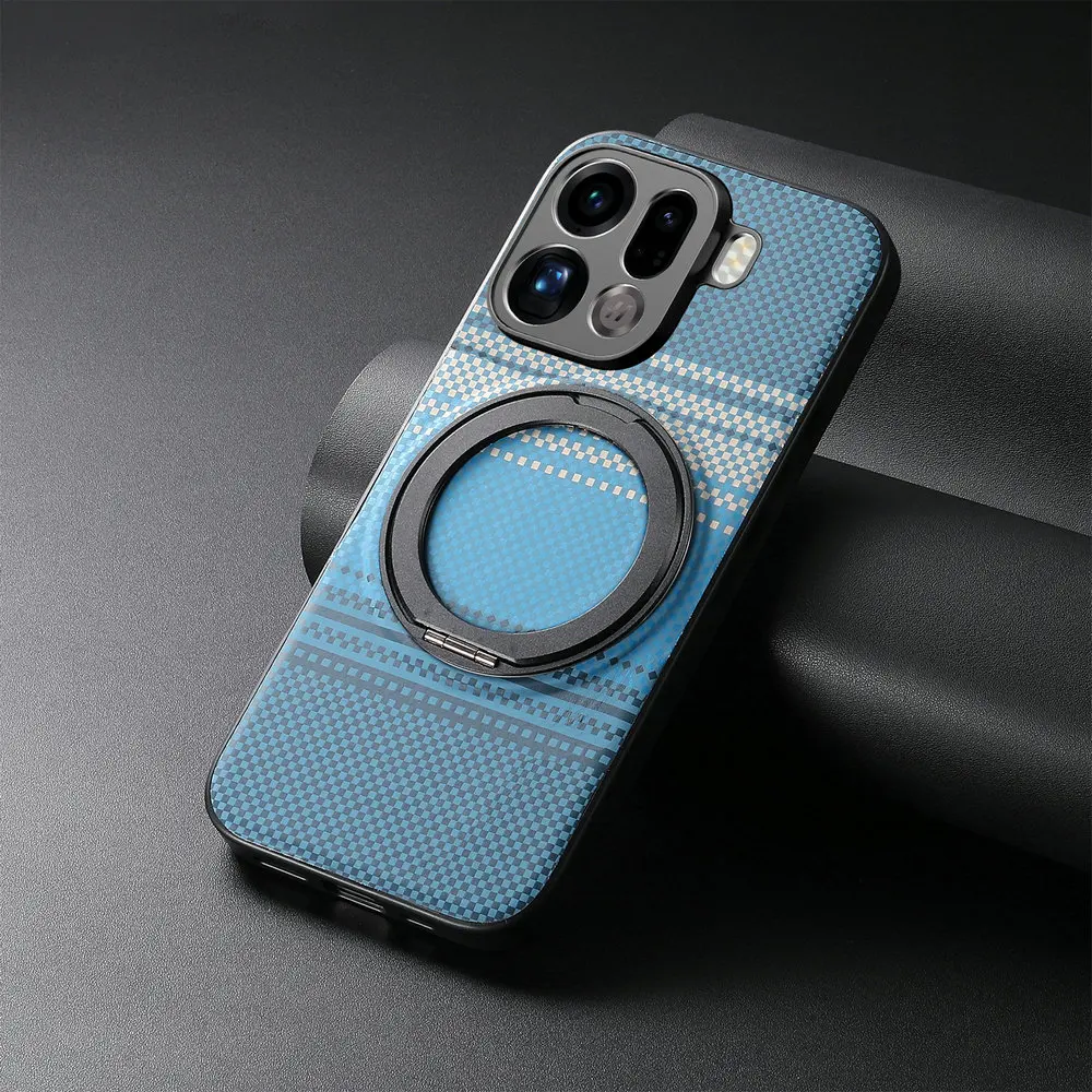 Luxury Leather Back Case with Metal Ring Magnet