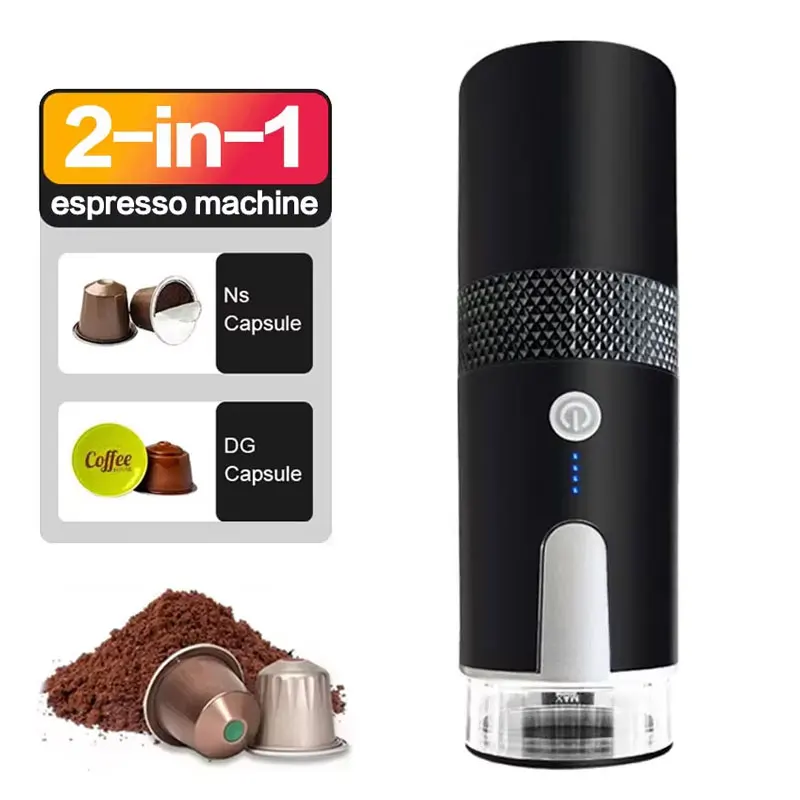 Portable Espresso Capsule Coffee Maker Cordless Heating Electric Espresso Machine for Car Home Travel Camping Coffee Maker