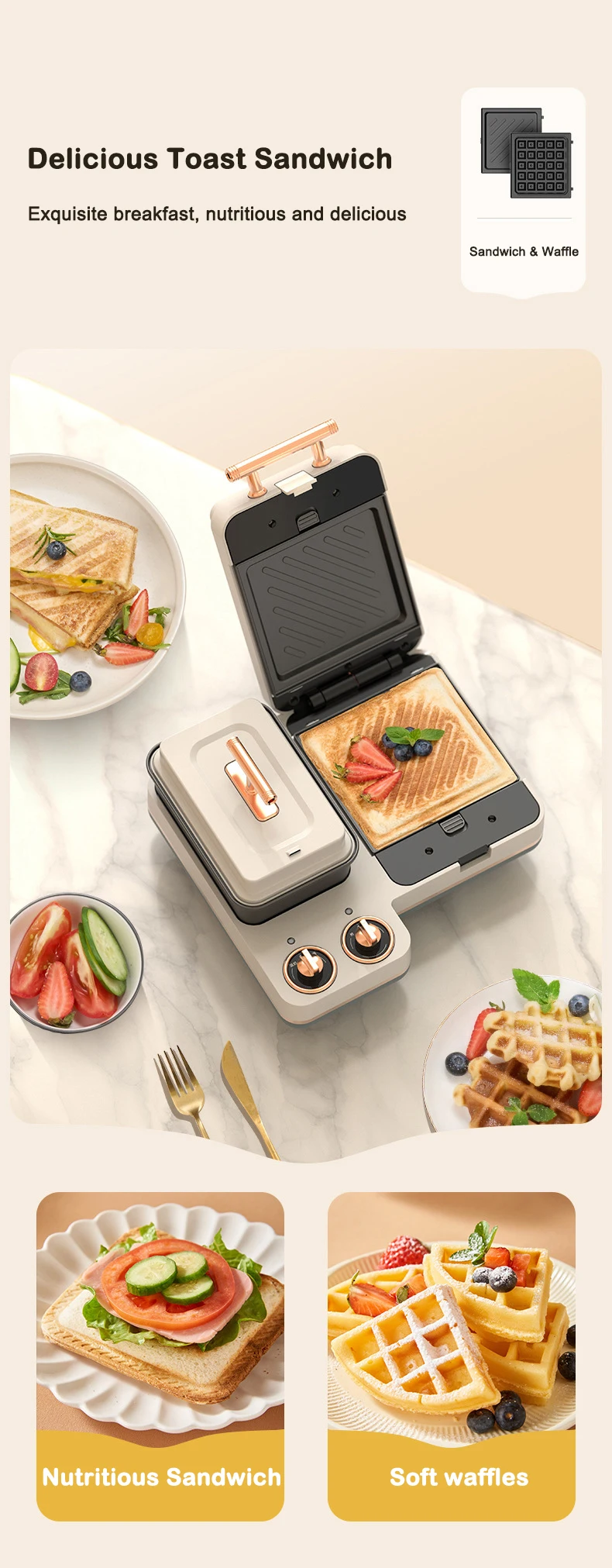 Description Picture 4 of itemMultifunction Breakfast Machine Sandwich Maker Toaster Cake Donut Waffle Oven Grill Pasta Noodles Cooker Hot Pot Eggs Frying Pan