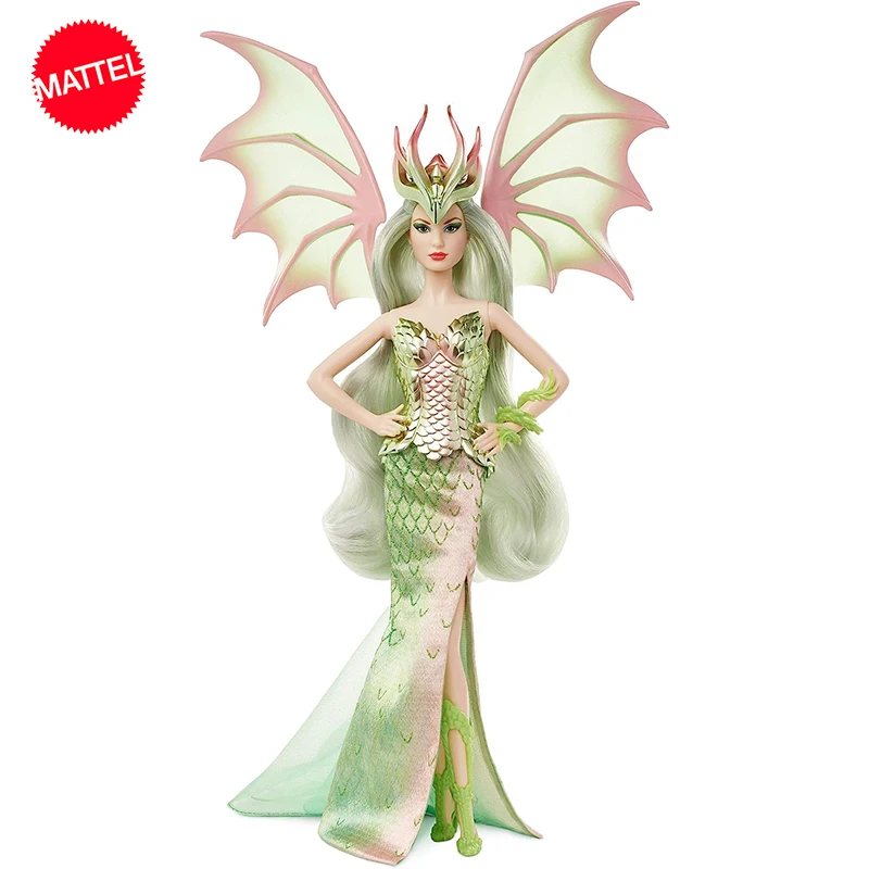 Original Mattel Barbie Signature Doll Mythical Muse Fantasy Dragon Empress Colored Hair Toys for Girls Collection Birthday Gift original mattel barbie club chelsea doll with clothes and puppy accessories kids toys for girls educational props birthday gift