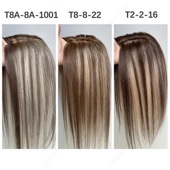 Ombre Balayage Brown Human Hair Topper 7x11cm Skin Like Injected Pu Base Real Hair Clip in Extensions 30 35cm Can Be Heated 1