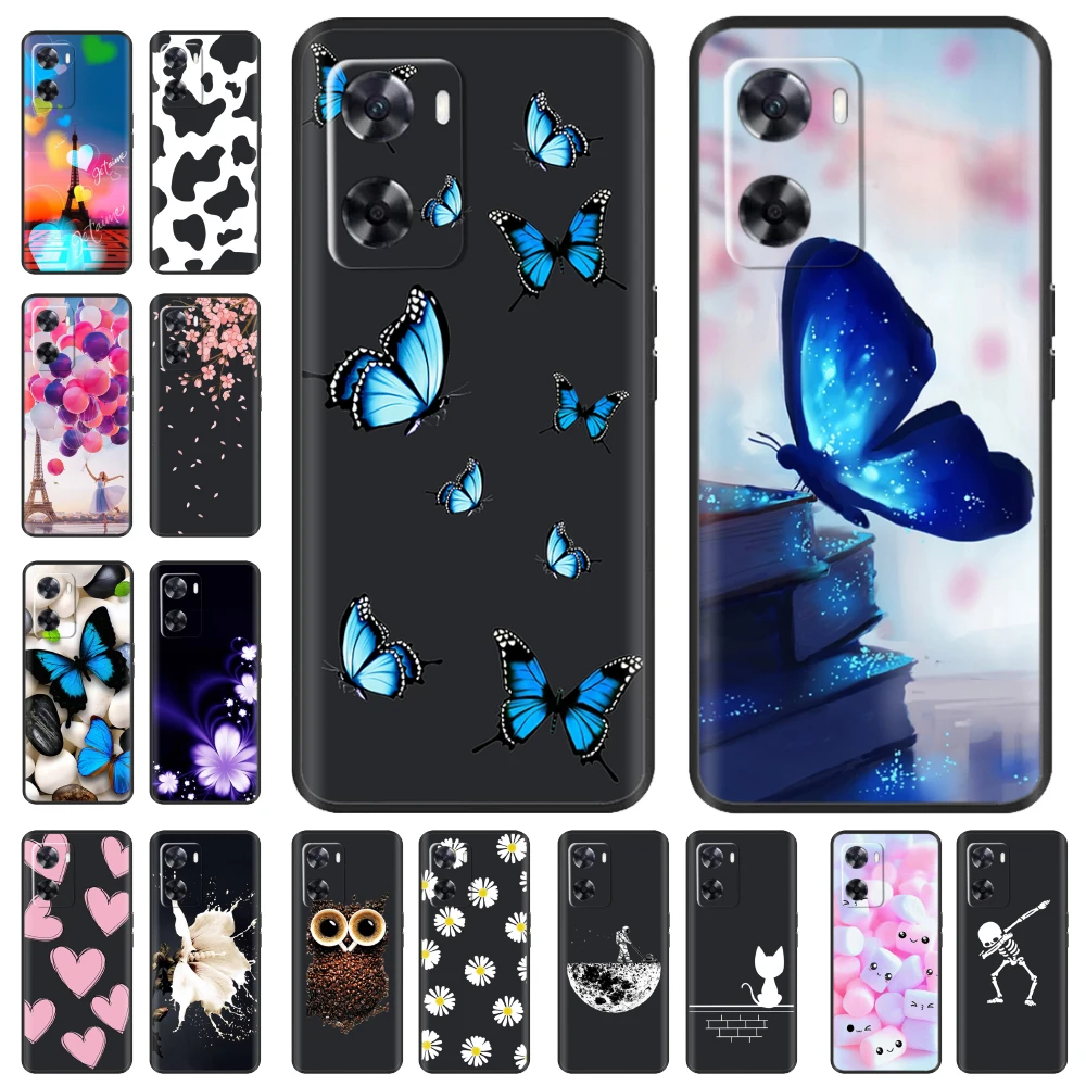 

For Oppo A57s Case Silicone Painted Soft Black Phone Back Cover for Oppo A57e A57s A57 4G 5G Cover Coque Protective Shell Cases