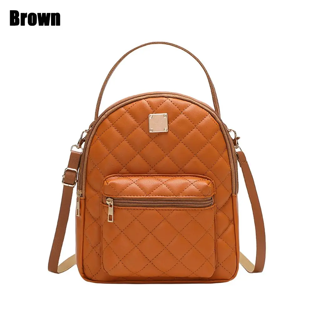 1pc Trendy Orange Embroidered Diamond Grid Pu Mini Crossbody Bag