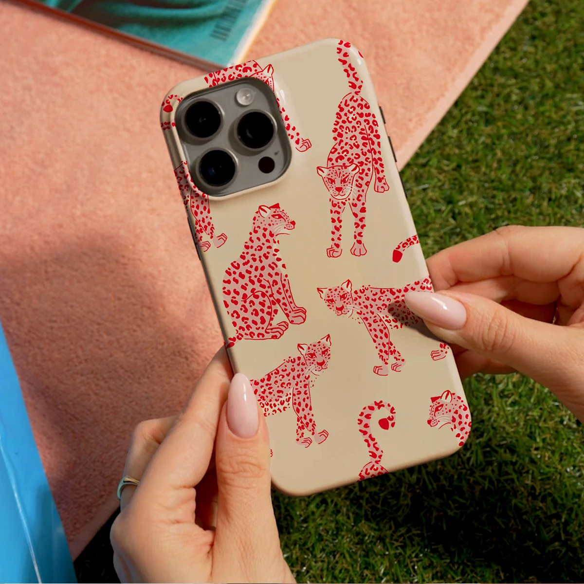 Pink Cheetah Pattern Shockproof Hard Acrylic Phone Case