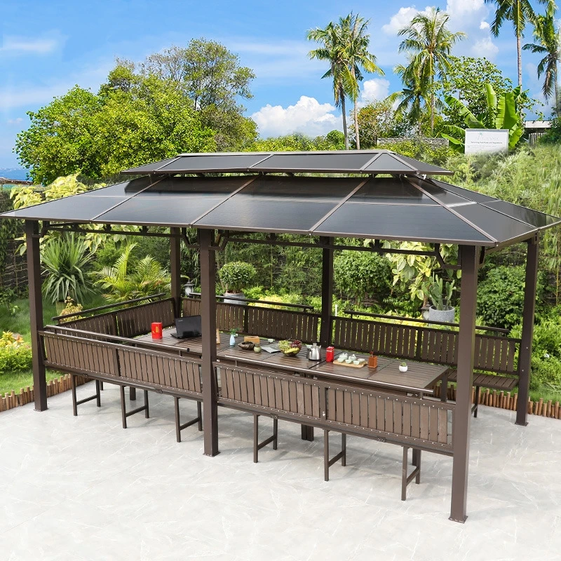 

Outdoor Pavilion Courtyard Garden Leisure Villa Anti-corrosion Wood Shade Shelter Four Corner Pavilion