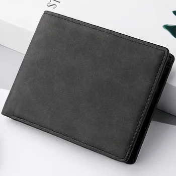 2025 nuovo portafoglio da uomo in vera pelle PU con cerniera corta da uomo semplice in morbida pelle leggera fermasoldi portafoglio da lavoro vintage studenti
