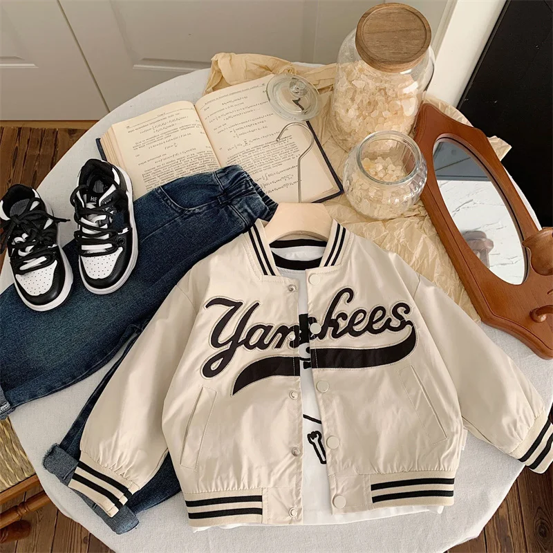 어린이 재킷 2025 봄 남아 여아 야구 코트 신상 아동 자수 레터링 가디건 가을 패션 아우터웨어 의류