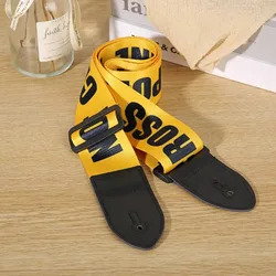 Deluxe Woodgrain Leather Guitar Strap - Comfortable & Stylish for All Guitars (YELLOW)