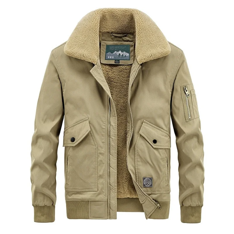 

Autumn Winter Bomber Jacket Men Fleece Lined Thicken Warm Tactical Jackets Fashion Slim Pilot Coat Chaquetas Plus Size 4XL New