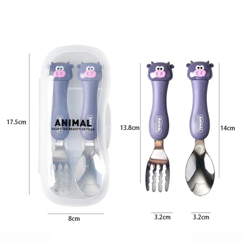 Tableware Cartoon Kids Fork Spoon Set Dessert Spoon for Children Fork Baby Gadgets Feed Kid Children's Cutlery