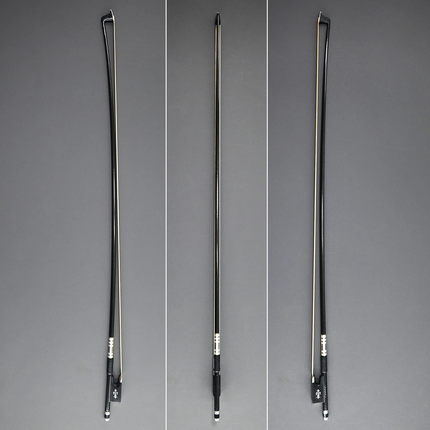 4/4 Size Textured Carbon Fibre VIOLIN BOW Straight Ebony Frog White Mane