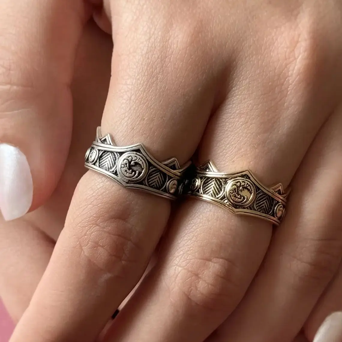 Dragon Shape Family Ring Vintage Gothic Medieval Dragons Finger Ring Jewelry Cosplay Party Props Jewelry Presents 2