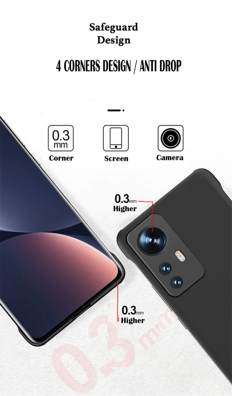 Rahmenlose schlanke Haut Matte Hard PC Back Cover Case On für Xiaomi 12 12x 12s Bumper Cases mi 12 Pro 12T stoßfeste Fundas Coque – Detail 7