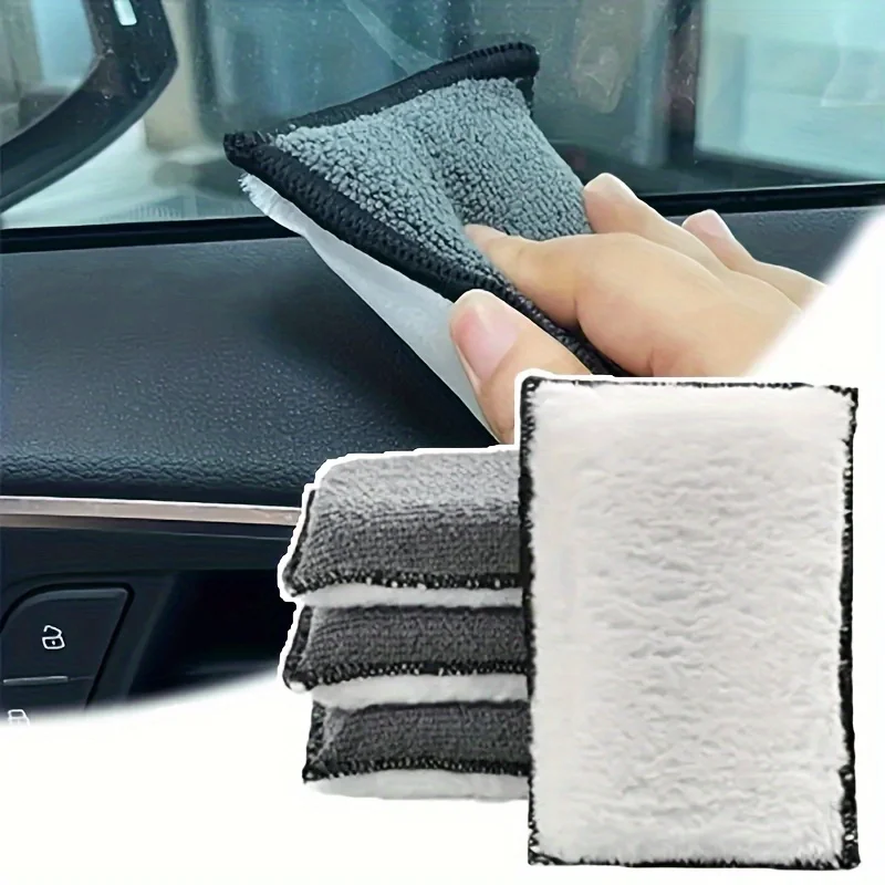 Double Side Car Interior Scrubbing Sponge for Leather Interior Car Wash Pad No Scratch Microfiber Scrubbing Sponge 5pcs