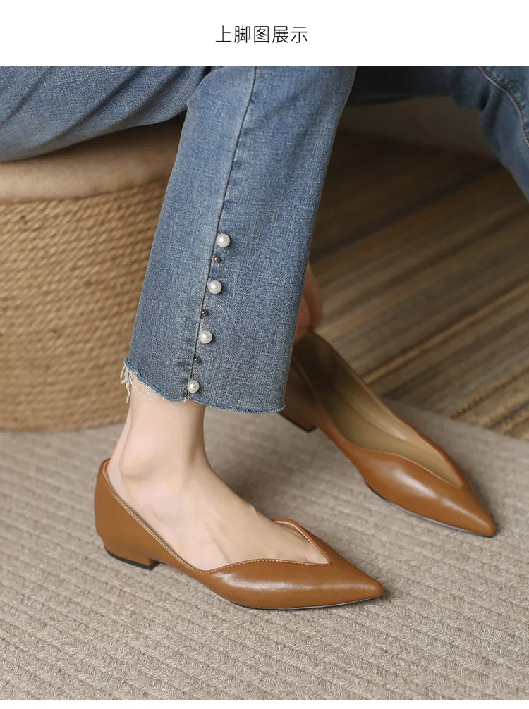 Luxury Women Pointed Toe Slip on Flats Comfortable Low Heels