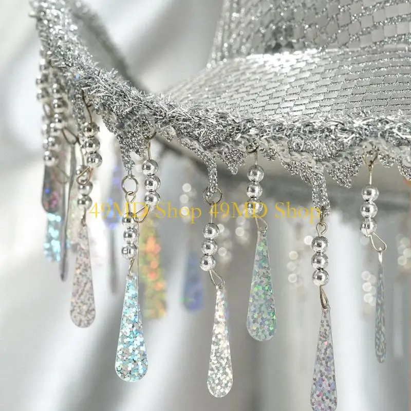 49MD Silber Cowboy Hüte Regentropfen Party Braut für Hochzeitsmusikfestival – Detail 8