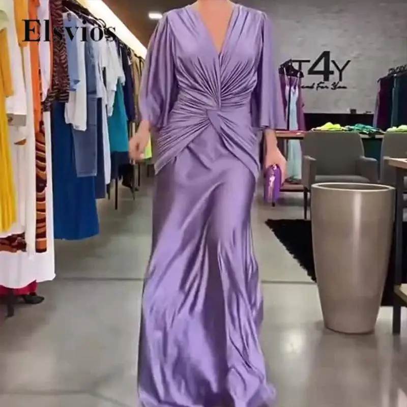

Атласное элегантное вечернее платье, соблазнительное облегающее Платье макси с V-образным вырезом и складками, однотонное модное женское повседневное простое длинное платье с широким подолом