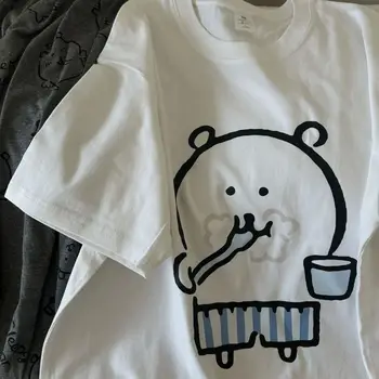 Nagano Anime Cartoon Couple Short-Sleeve Collaboration T-Shirt, Summer Men's Pure Cotton Top, Loose Fit, Versatile Casual 1