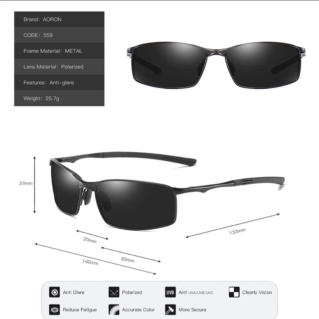 Aoron Polarized Sunglasses Mens/Women Driving Mirror Sun Glasses Metal Frame Goggles UV400 Anti-Glare Sunglasses Wholesale 5