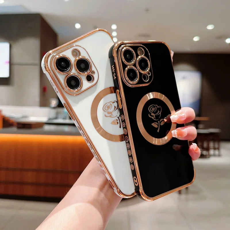 

Мягкий силиконовый чехол с магнитным покрытием для iPhone 15 14 13 12 Pro Max 11