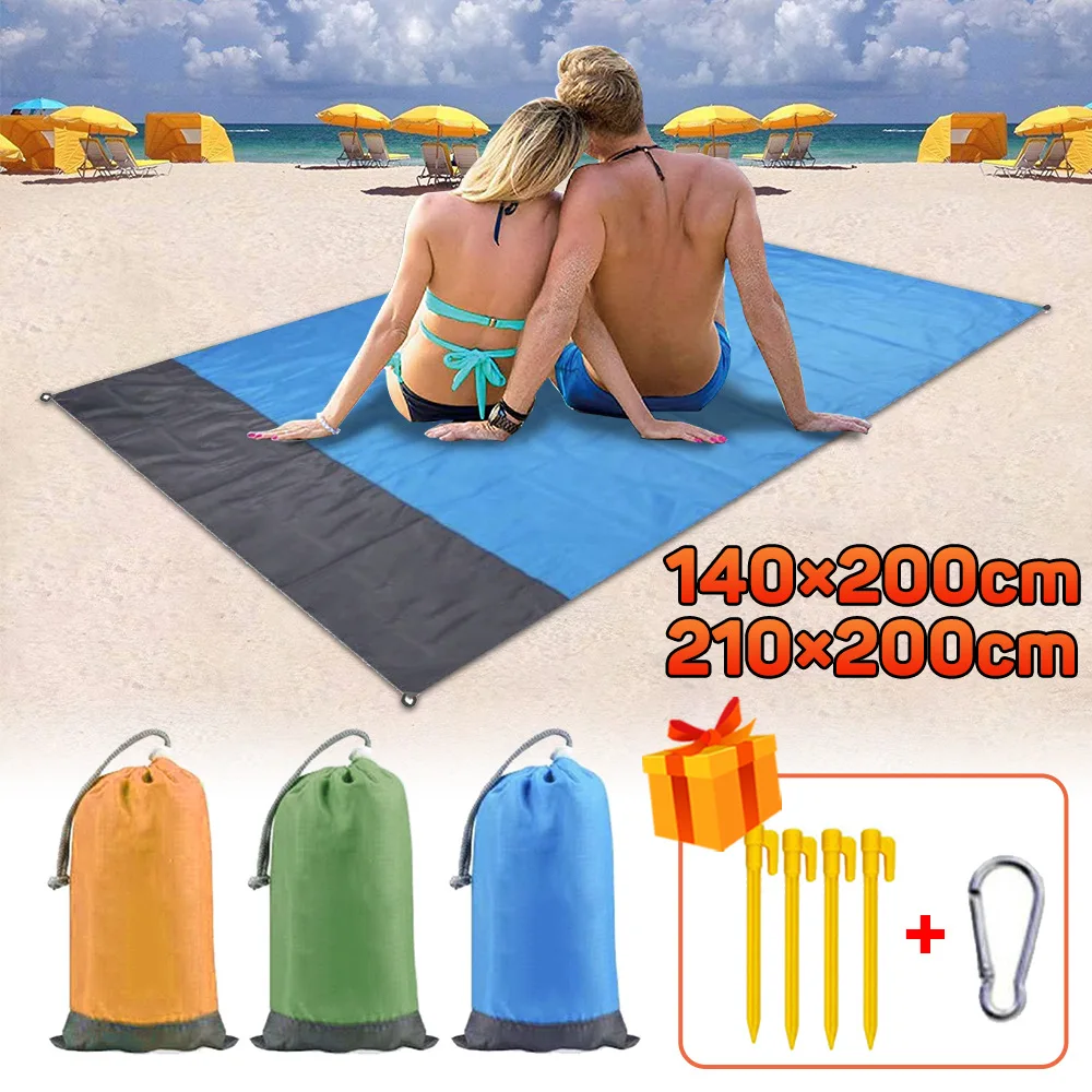 

2x1.4m Waterproof Pocket Beach Blanket Folding Camping Mat Mattress Portable Lightweight Mat Outdoor Picnic Mat Sand Beach Mat