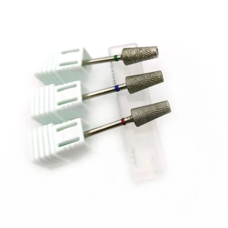 HYTOOS 다이아몬드 크로스 이빨 테이퍼 네일 드릴 비트, 큐티클 클린 버, 매니큐어 비트, 드릴 머신 액세서리 공급 업체, 3/32 인치