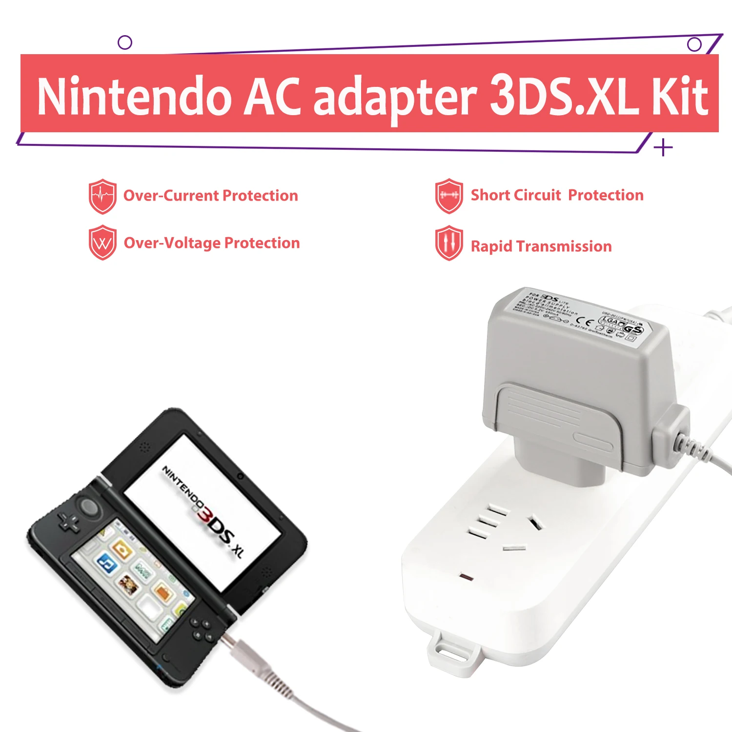 【送料込】ニンテンドー3DS LL ホワイト本体＋充電用ACアダプタ ニンテンドー3DS LL ホワイト 本体 ACアダプター付き New Nintendo 3ds