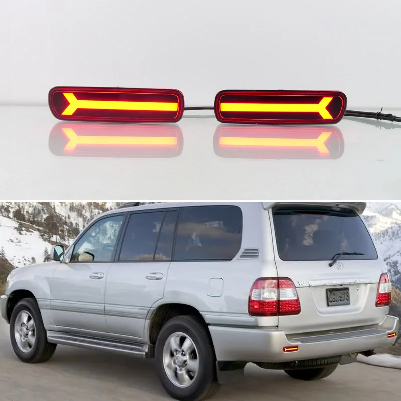 

Автомобильный рефлектор заднего бампера для Toyota Land Cruiser 100 1998-2007 LC100, лампа указателя поворота, фонарь заднего хода, фонарь тормоза