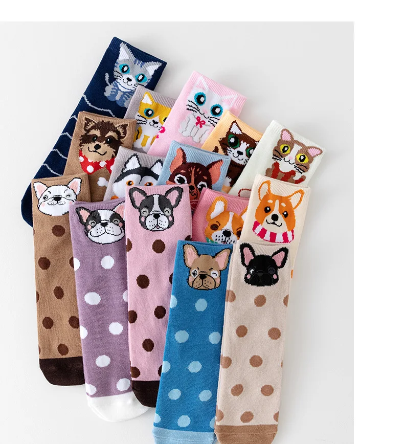 5 Paar Frühlings-Cartoon-Socken für Katzen und Hunde, süße Socken, Bootssocken für Damen, lässige personalisierte Socken – Detail 6