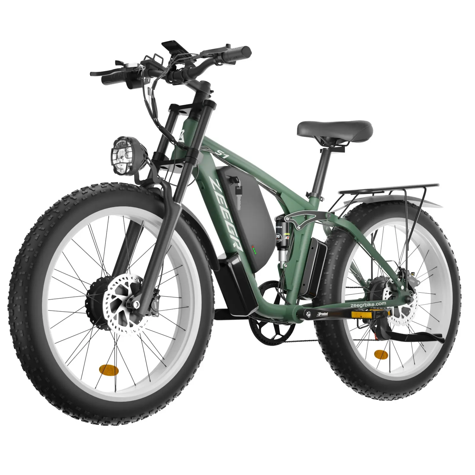 

EBike ZEEGR S1 2000W Dual Motor 48V22.4AH 26*4.0 inch Fat Tire Electric Bike Full suspension Removable Battery Electric Bicycle